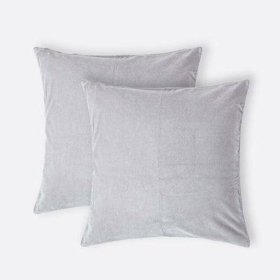 Homescapes Set Of 2 Light Grey Velvet Cushion Covers, 40 X 40 Cm - image 1