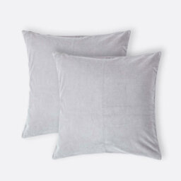 Homescapes Set Of 2 Light Grey Velvet Cushion Covers, 40 X 40 Cm