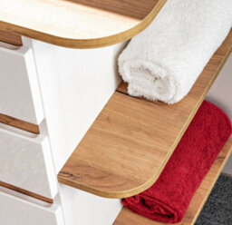 Impact Furniture Wall Hung Vanity Unit Oak White Gloss Bathroom Sink Cabinet With Drawers Storage Shelf 940mm Plat - thumbnail 5