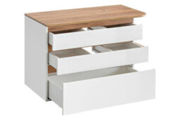 Impact Furniture Wall Hung Vanity Unit Oak White Gloss Bathroom Sink Cabinet With Drawers Storage Shelf 940mm Plat - thumbnail 2