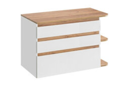 Impact Furniture Wall Hung Vanity Unit Oak White Gloss Bathroom Sink Cabinet With Drawers Storage Shelf 940mm Plat