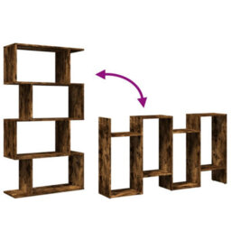 Berkfield Durable Room Divider Bookcase 4-Tier Smoked Oak 70X24X129 Cm Engineered Wood - thumbnail 8