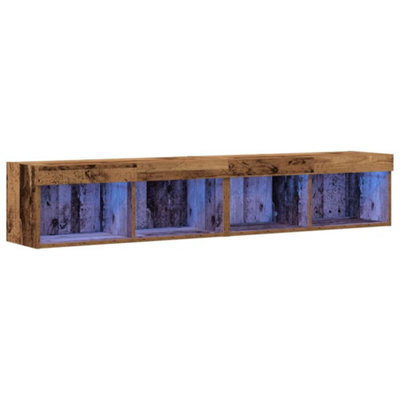 Berkfield Modern Tv Wall Cabinets With Led Lights 2 Pcs Old Wood 80X30X30 Cm - image 1