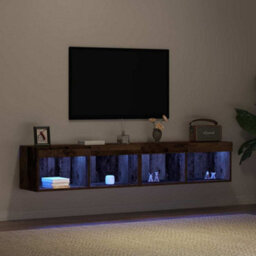 Berkfield Modern Tv Wall Cabinets With Led Lights 2 Pcs Old Wood 80X30X30 Cm - thumbnail 6