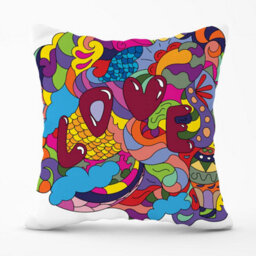 Warren Reed Designer Motley Doodling Love Outdoor Cushion 45Cm X 45Cm - thumbnail 1
