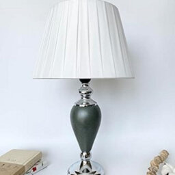 Biznest Sleek Dark Gray Ceramic & Chrome Metal Base And Soft White Fabric Shade For A Modern Table Lamp 50 Cm (Torpedo Shape T062)