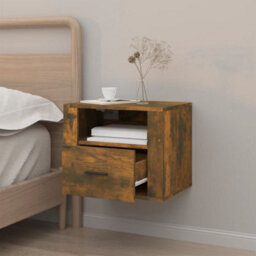Berkfield Elegant Wall-Mounted Bedside Cabinet Smoked Oak 50X36X40 Cm - thumbnail 3