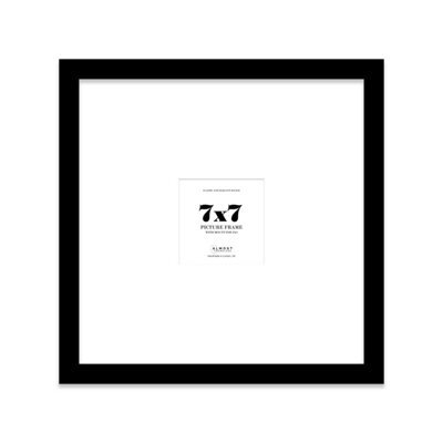 "7X7"" Black Picture Frame - 7X7"" Square Frame With 3X3"" Mount For 7X7""/3X3"" Pictures Art Deco Style Room Decor, 1 Pack" - image 1