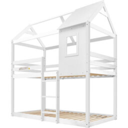 Btm New Bunk Bed, Children Cabin Bed, Single Bed For Kids, Twin Sleeper, Solid Pine Wood,3Ft White - thumbnail 9