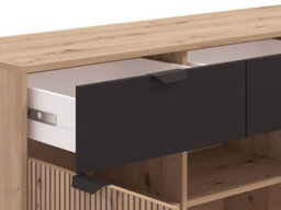 Amos Mann Furniture Mayenne Artisan Oak Effect Slatted And Black 3 Door Sideboard - thumbnail 2