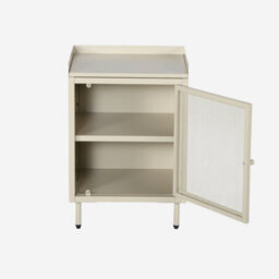 Sweeek - Industrial Cream Metal Bedside Table With 1 Mesh Door 40 X 37 X 585 Cm - Ohio - thumbnail 3
