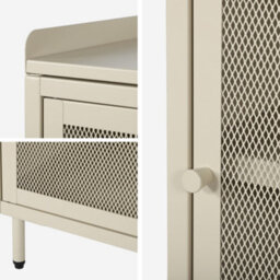 Sweeek - Industrial Cream Metal Bedside Table With 1 Mesh Door 40 X 37 X 585 Cm - Ohio - thumbnail 4