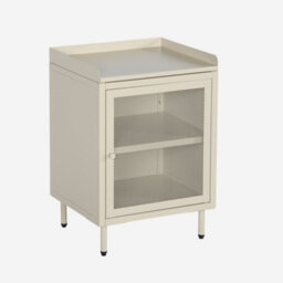 Sweeek - Industrial Cream Metal Bedside Table With 1 Mesh Door 40 X 37 X 585 Cm - Ohio