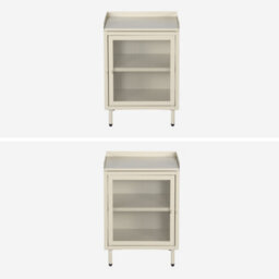 Sweeek - Industrial Cream Metal Bedside Table With 1 Mesh Door 40 X 37 X 585 Cm - Ohio - thumbnail 2