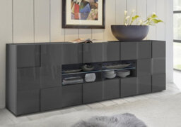 FurniComp LTD Furnicomp Lyon 2 Door 4 Drawer Large Grey Gloss Sideboard - thumbnail 1