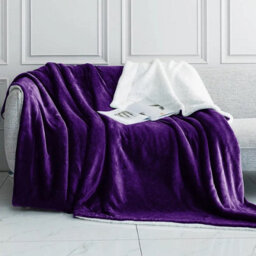 Ameha Sherpa Fleece Blanket For Bed, Sofa & Travel Soft Fluffy Thick & Reversible Throw Purple King 200X240Cm - thumbnail 7