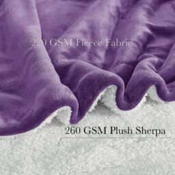 Ameha Sherpa Fleece Blanket For Bed, Sofa & Travel Soft Fluffy Thick & Reversible Throw Purple King 200X240Cm - thumbnail 2