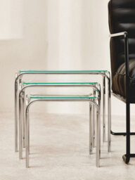 Orsina Modern Design Nest Of 3 Clear Glass Pointed Oval Tables, Space Saving Nesting Tables, Stackable Side Tables - thumbnail 5