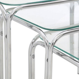 Orsina Modern Design Nest Of 3 Clear Glass Pointed Oval Tables, Space Saving Nesting Tables, Stackable Side Tables - thumbnail 3
