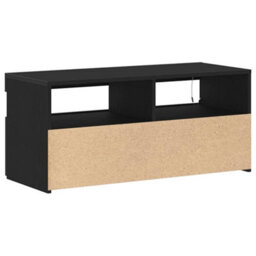 Berkfield Modern Tv Stand With Led Lights - Black Oak, 90X35X40 Cm, Made Of Engineered Wood - thumbnail 8