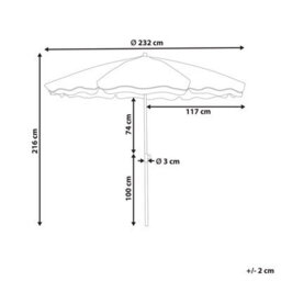 Beliani Market Parasol 232 Cm Sestriere Turquoise - thumbnail 3