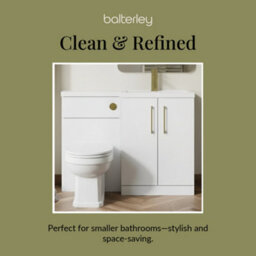 Balterley Right-Hand Bathroom Vanity And Wc Unit Combination With Basin - 1100mm - Gloss White With Brushed Brass Handles - thumbnail 7