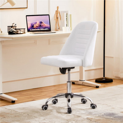 Yaheetech Armless Adjustable Desk Chair With Rolling Wheels - White / Faux Leather - image 1