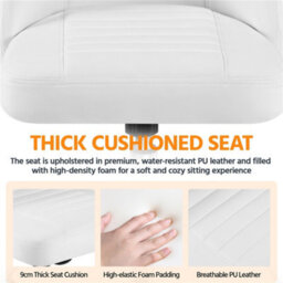 Yaheetech Armless Adjustable Desk Chair With Rolling Wheels - White / Faux Leather - thumbnail 5