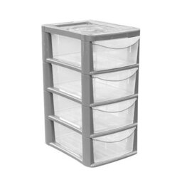 Thumbs Up Silver Plastic 4 Drawer Tower Storage Unit Small A5 Stationery Filing 38.5Cm - thumbnail 6