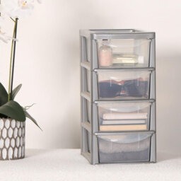 Thumbs Up Silver Plastic 4 Drawer Tower Storage Unit Small A5 Stationery Filing 38.5Cm - thumbnail 4
