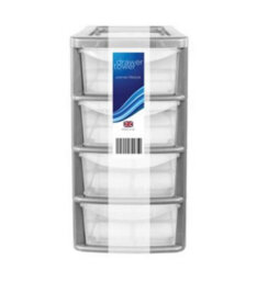 Thumbs Up Silver Plastic 4 Drawer Tower Storage Unit Small A5 Stationery Filing 38.5Cm - thumbnail 1