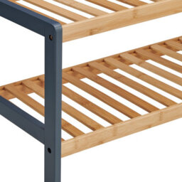 Livivo 2-Tier Natural Bamboo Shoe Rack With 2 Shelves, Large Storage Capacity, Wooden Shoe Stand & Organiser - Grey/natural - thumbnail 3