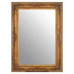 Orsina Baroque Rectangular Antique Gold Wall Mirror,bevelled Edge Mirror With Floral Motif,hanging Mirror For Décor