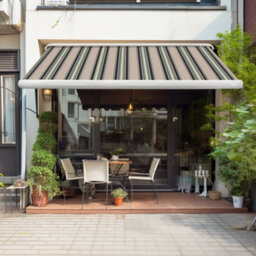 Sundaze Full Cassette Electric Remote Controlled Retractable Awning Garden Patio Canopy Shade Sail 4X3M Multi-Stripe - thumbnail 1