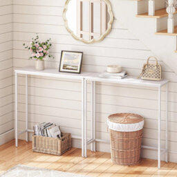 White Console Table Compact Display Table Sofa Table 75 X 24 X 75 Cm Entryway - thumbnail 4