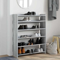 Berkfield Shoe Rack Grey Sonoma 80X25X100 Cm Engineered Wood - thumbnail 3