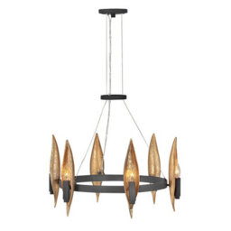 Luminosa Lighting Luminosa Hinkley Willow Cylindrical Pendant Ceiling Light Carbon Black With Deluxe Gold - thumbnail 1
