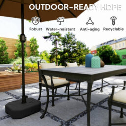 Outsunny Square Garden Parasol Base, Sand/water Filled Parasol Stand, Black - thumbnail 6