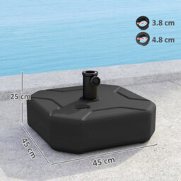 Outsunny Square Garden Parasol Base, Sand/water Filled Parasol Stand, Black - thumbnail 3