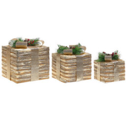 Beliani Set Of 3 Christmas Decorations Led Tofte Christmas Gifts 20/25/30 Cm Gold - thumbnail 1