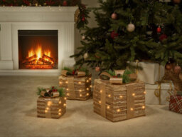 Beliani Set Of 3 Christmas Decorations Led Tofte Christmas Gifts 20/25/30 Cm Gold - thumbnail 2