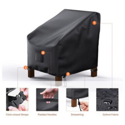 Garden Chair Cover, Protective Cover - Set Of 2, Outdoor Armchair Oxford Cloth Protector, Waterproof - thumbnail 3