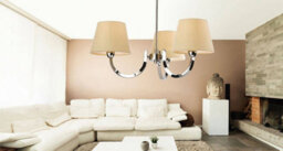 Luminosa Lighting Luminosa Fairmont Multi Arm Chandelier 3 Light Polished Stainless Steel, Cream Linen Shade, E14 - thumbnail 2