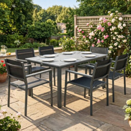 Outsunny Garden Dining Set With Acacia Wood Table Top, Stackable Chairs - thumbnail 8