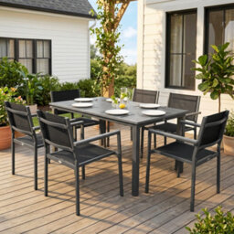 Outsunny Garden Dining Set With Acacia Wood Table Top, Stackable Chairs - thumbnail 9