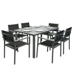 Outsunny Garden Dining Set With Acacia Wood Table Top, Stackable Chairs - thumbnail 2