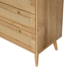 Manila Oak & Pvc Rattan Chest Of 3+2 Drawers Bedroom Storage Furniture - thumbnail 7