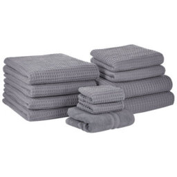 Beliani Set Of 11 Towels Areora Cotton Light Grey