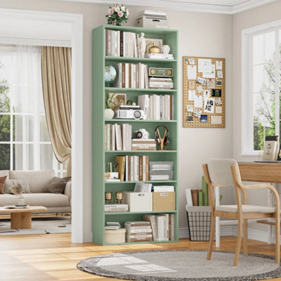 Green 7 Tiers Bookcase 209.5Cm Tall Living Room Bookshelf Free Standing Display Shelf - image 1