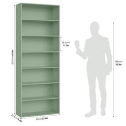 Green 7 Tiers Bookcase 209.5Cm Tall Living Room Bookshelf Free Standing Display Shelf - thumbnail 2
